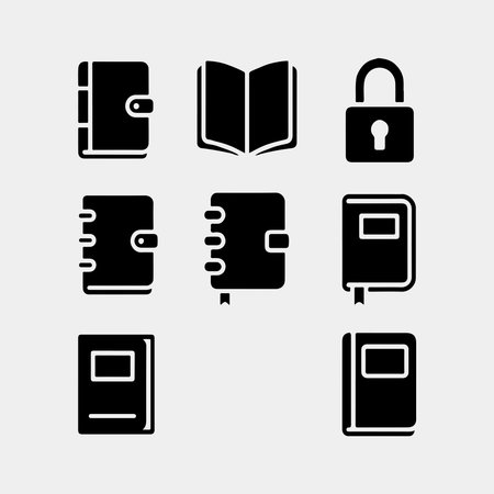 Vector Icons of Various Books and Notebooksのイラスト素材