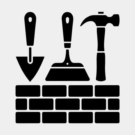 Construction Tools and Bricklaying Iconのイラスト素材