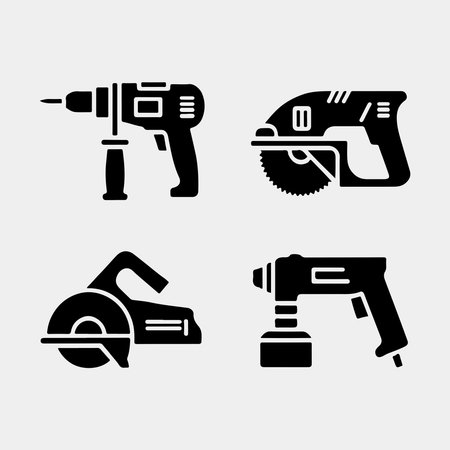 Vector Illustration of Power Tools: Drill, Circular Saw, and Jigsawのイラスト素材