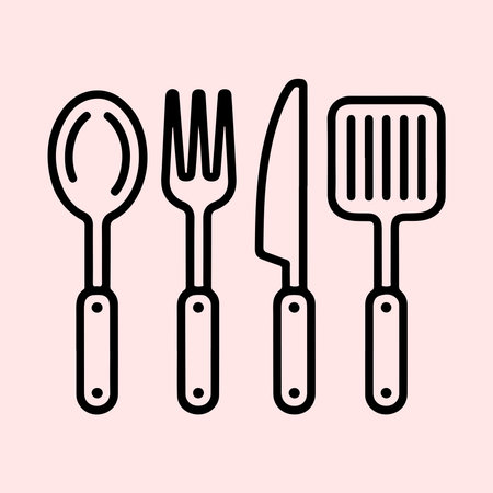 Simple Line Art Illustration of Kitchen Utensilsのイラスト素材