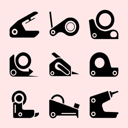 Black Icon Set of Tape Dispensersのイラスト素材