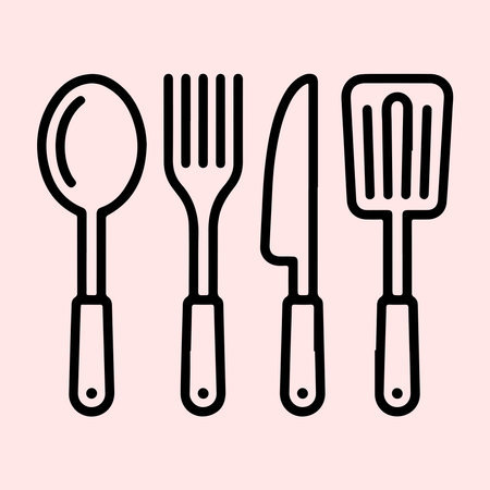 Simple Line Art Illustration of Kitchen Utensilsのイラスト素材