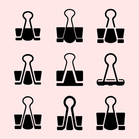 Set of Simple Black Paperclip Iconsのイラスト素材