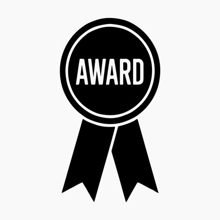Simple black and white award ribbon and medal icon.のイラスト素材