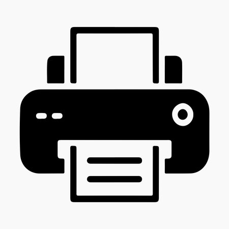 Simple black and white printer icon for graphic design