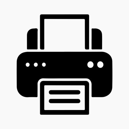 Simple black and white printer icon for graphic design