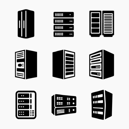 Vector Illustration of Server Racks and Data Centersのイラスト素材