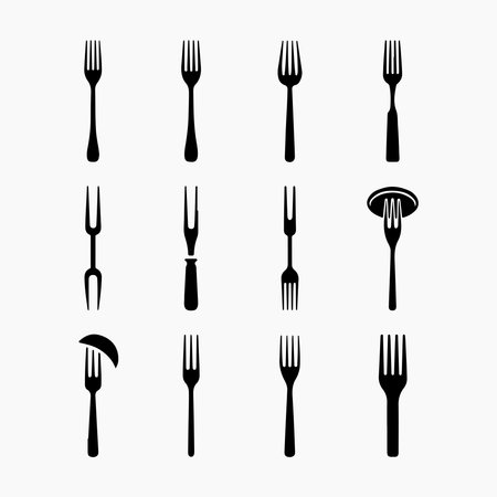 Diverse Fork Icons Set for Culinary Designのイラスト素材