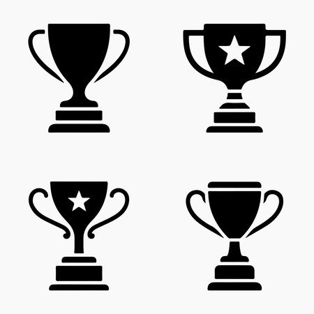 Trophy Icons Set Isolated on White Background. Vector Illustrationのイラスト素材