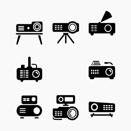 Modern Projector and Presentation Devices Iconsのイラスト素材