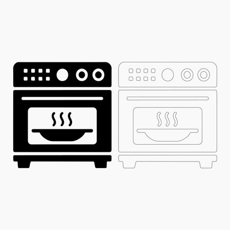Vector Illustration of a Modern Oven in Black and Whiteのイラスト素材