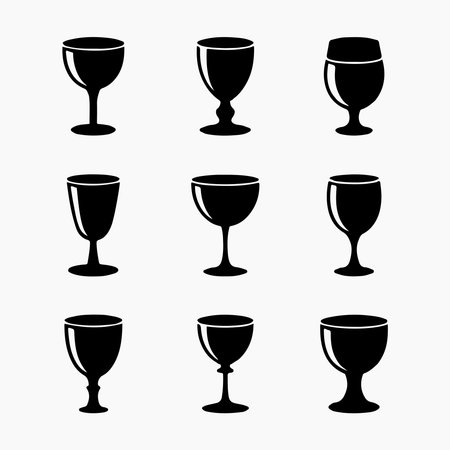 Collection of Vector Wine Glass Silhouettesのイラスト素材