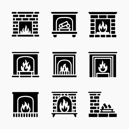 Collection of Vector Fireplaces in Various Stylesのイラスト素材