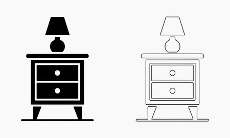 Vector Illustration of a Nightstand with Lampのイラスト素材