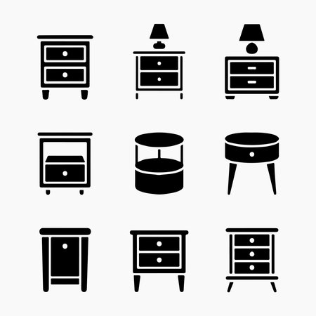 Collection of Stylish Nightstands in Different Stylesのイラスト素材