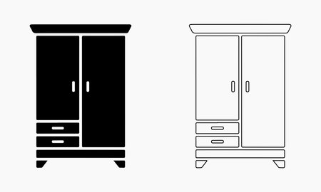 Simple black and white wardrobe icon.のイラスト素材