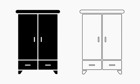 Simple black and white wardrobe icon.のイラスト素材