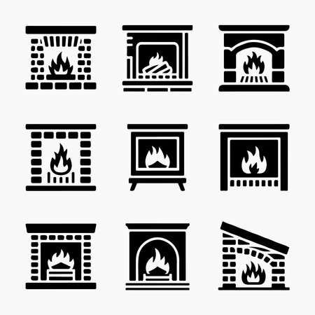 Collection of Vector Fireplaces in Various Stylesのイラスト素材