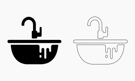 Simple Solid and Outline Sink Icons for Web, App, and Print Useのイラスト素材