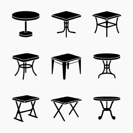 Various Table Styles in Black Silhouetteのイラスト素材