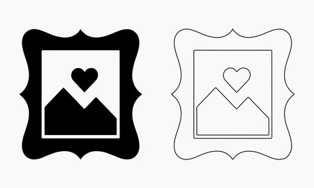 Simple Image Frame Icon in Black and Whiteのイラスト素材