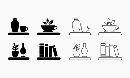 Stylish Home Decor Shelf Icons for Interior Designのイラスト素材