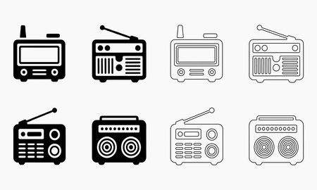 Vector Illustration of Various Retro Radio Designsのイラスト素材