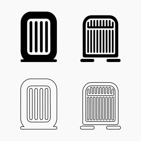Vector Illustration of Different Styles of Small Electric Heatersのイラスト素材