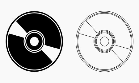 Simple CD or DVD Icon in Solid and Outline Stylesのイラスト素材