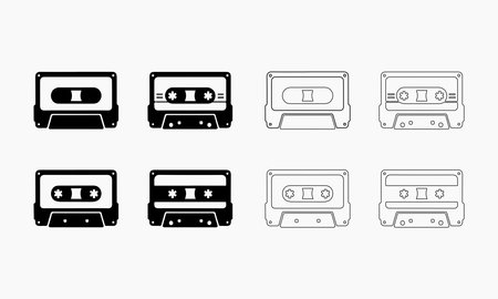 Vintage Cassette Tape Icons in Different Stylesのイラスト素材