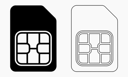Vector Illustration of SIM Card in Black and Whiteのイラスト素材