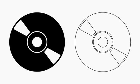 Simple CD or DVD Icon in Solid and Outline Stylesのイラスト素材