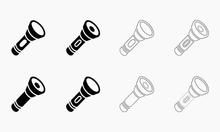 Vector Illustration of Multiple Flashlights in Black and Whiteのイラスト素材