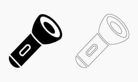 Vector Illustration of a Black and White Flashlightのイラスト素材