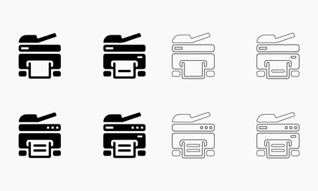 Vector Illustration of Photocopier in Solid and Outline Styles