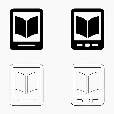 E-book Icons Set - Black and White Illustrationsのイラスト素材