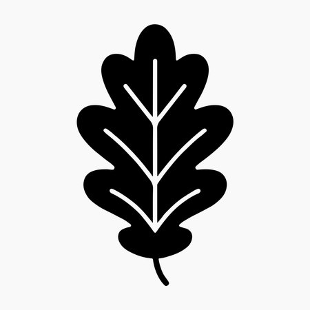 Simple Black and White Silhouette of an Oak Leafのイラスト素材