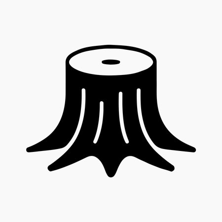 Simple black and white tree stump graphic.のイラスト素材