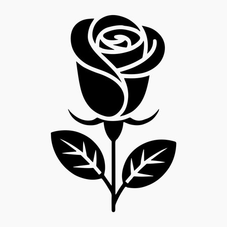 Elegant black and white silhouette of a rose.のイラスト素材