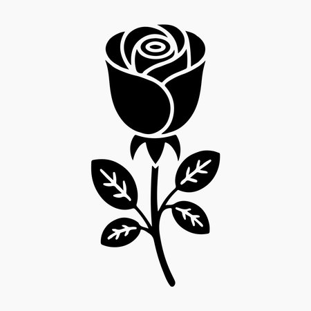 Elegant black and white silhouette of a rose.のイラスト素材
