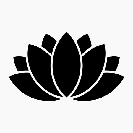 Elegant black lotus flower silhouette design.のイラスト素材