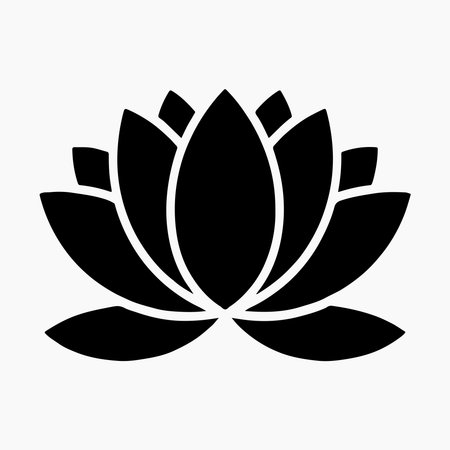 Elegant black lotus flower silhouette design.のイラスト素材