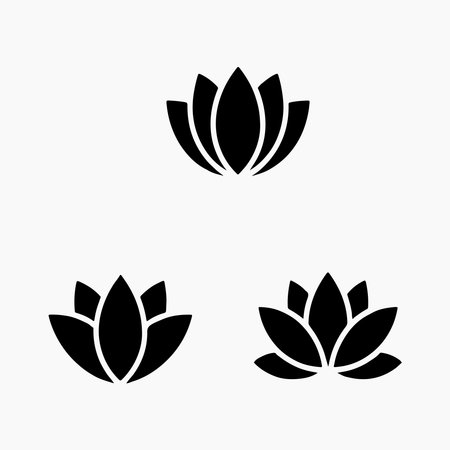 Simple Black Lotus Flower Icons on White Backgroundのイラスト素材