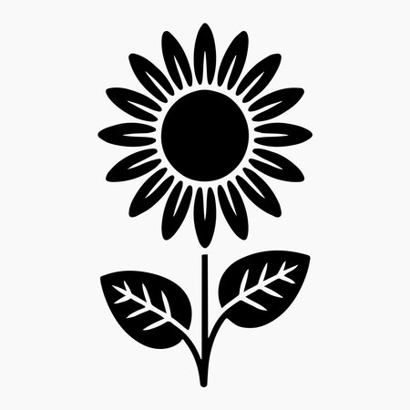 Simple Black Silhouette of a Sunflowerのイラスト素材