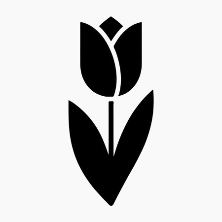 Simple Black Silhouette of a Tulipのイラスト素材