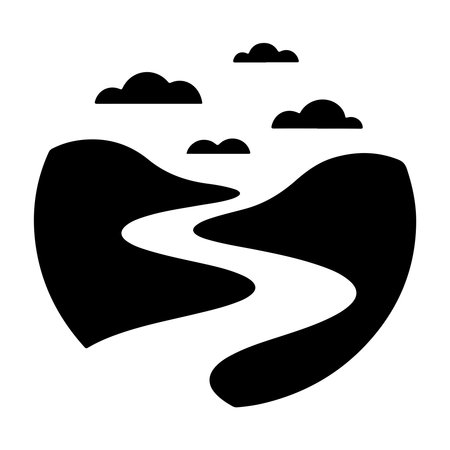 Solid River Silhouette Icon for Water, Forest, and Natural Projectsのイラスト素材
