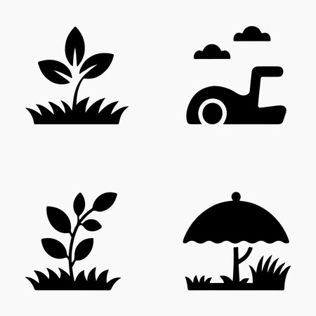 Solid Lawn Glyph Icons Collection for Outdoor Designのイラスト素材
