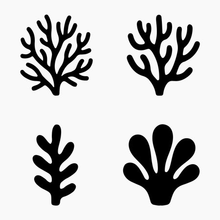 Collection of Coral Icons for Sea Life and Ocean Illustrationのイラスト素材