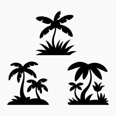 Wild Jungle Silhouette Icons Set Tropical Outdoor Collectionのイラスト素材