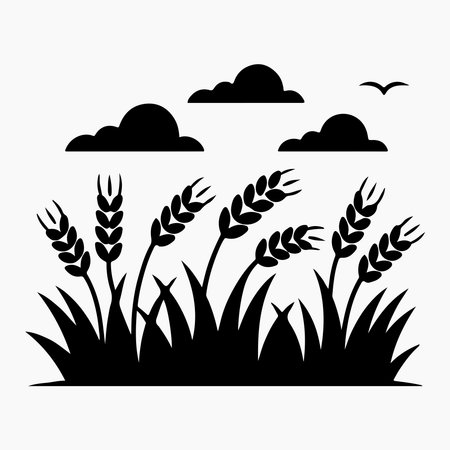 Wild Field Silhouette Icon Isolated Countryside Nature Sceneのイラスト素材